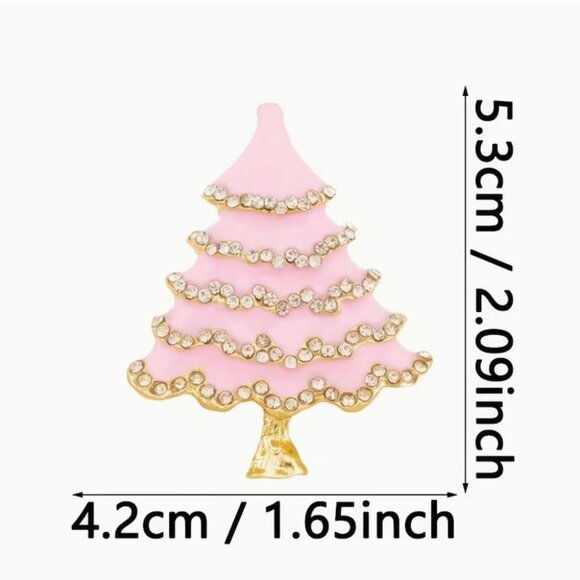 Betsey Johnson Brooch Red Enamel Christmas Tree with Crystal Trim Gold Tone - Picture 2 of 2